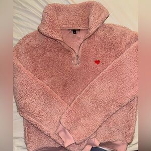 Topshop Pink Quarter Zip Sweater